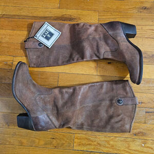 Women's Frye Brown Leather Heeled Boots Size 8.5
